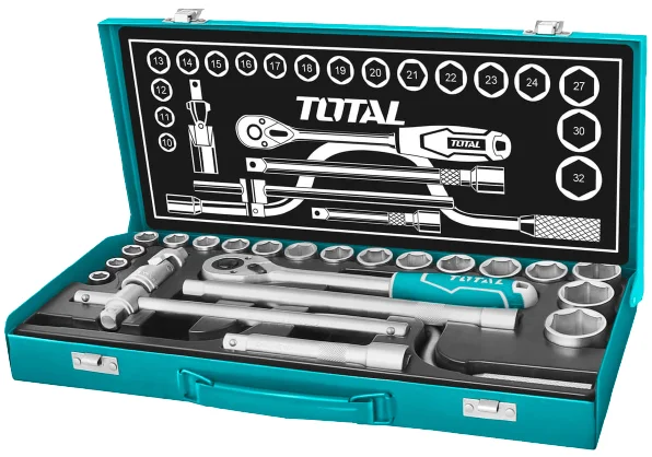 TOTAL THT141253 24PCS 1/2”DR 6PT SOCKET SET